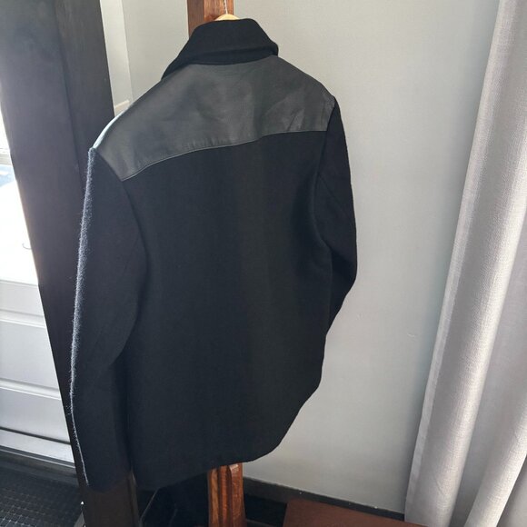 Men's Vaporize by James Iha Wool Blend / Leather Detailed Jacket, Medium, Black - Picture 2 of 12